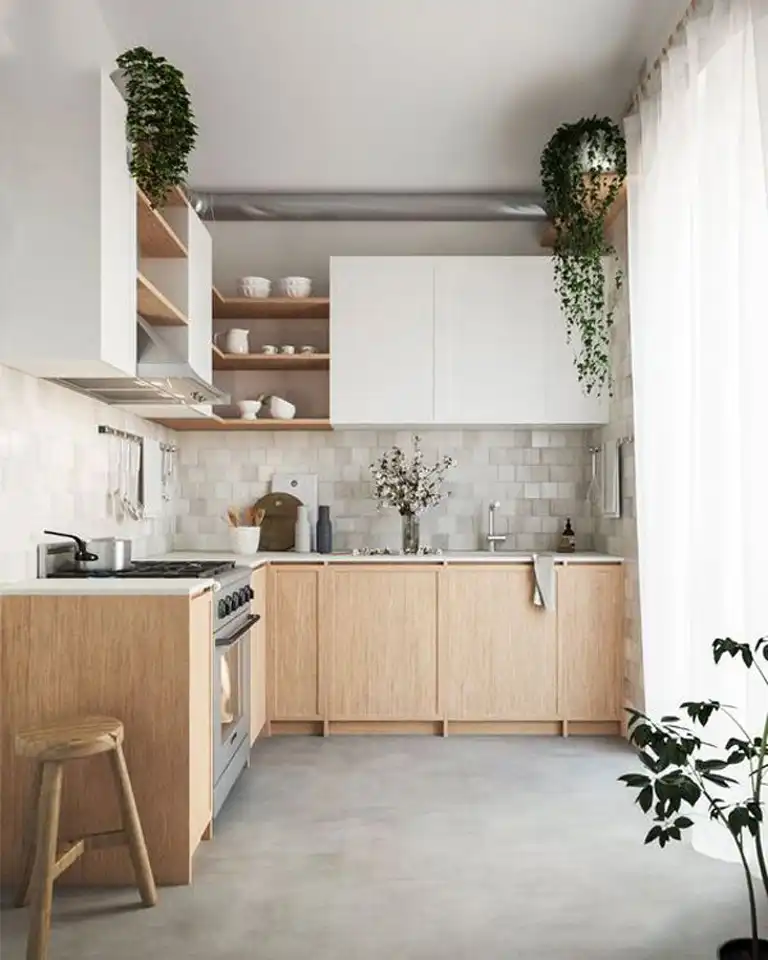 desain dapur minimalis sederhana gaya japandi