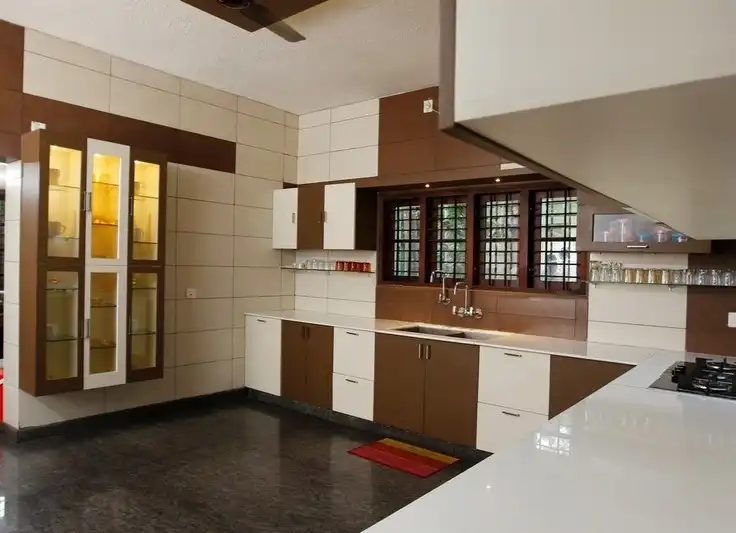 kitchen set japandi kombinasi putih coklat